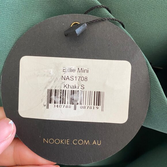 Nookie Billie Square Neck Fitted Bodycon Cocktail Mini Dress Khaki Green - Picture 7 of 8